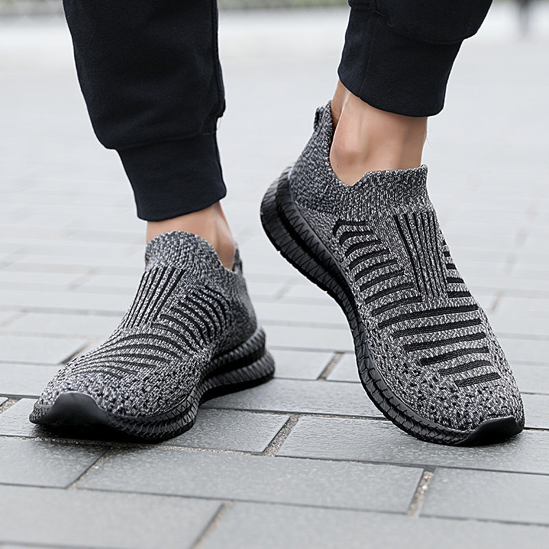 Men's Knit Lightweight Slip-On Casual Shoes - Outdoor Non-slip Soft Sole Sneakers