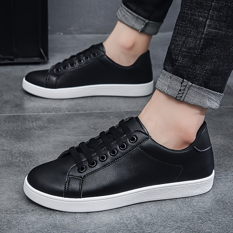 Men's Fashion Skate Shoes - Breathable Non-slip Lace-ups with PU Leather Uppers