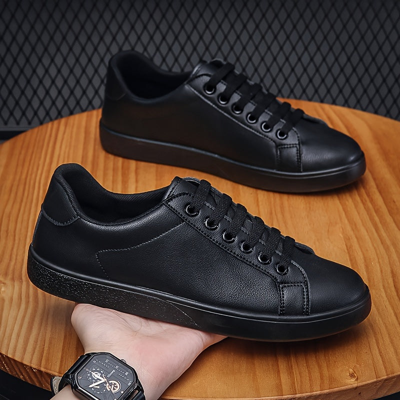 Men's Fashion Skate Shoes - Breathable Non-slip Lace-ups with PU Leather Uppers