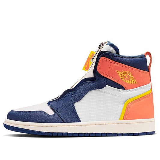 (WMNS) Air Jordan 1 High Zip 'Blue Void Citron'  AQ3742-100 Vintage Sportswear